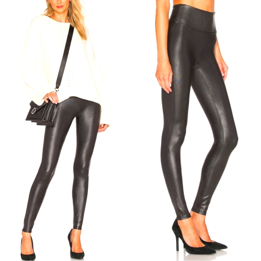 Spanx Faux Leather Legging Black Size Medium Petites Euc